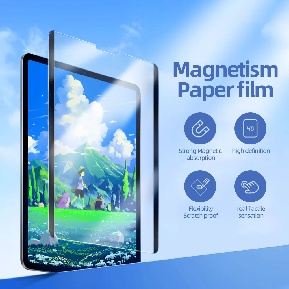 

CYKO Removable Magnetic Attraction Paper Like Screen Protector Film For iPad Pro 11 12.9inth 2018~2022 iPad 5/6/7/8/9th Gen Air