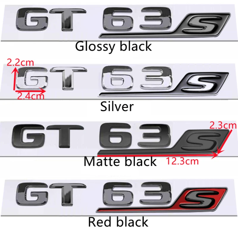 

Car Sticker Door Side Letter Logo Rear Trunk Badge Emblem Decal For Mercedes Benz AMG GT GTS GT63S GT43 GT50 GT53 GT63