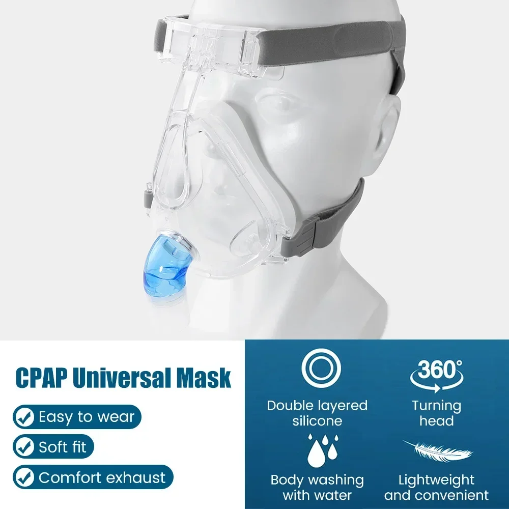 Фото CPAP Маска CPAP APAP Полнолицевая маска для лица, носа, рта, против храпа, апноэ во сне, спасательная маска для лица, без выхлопного отверстия №2