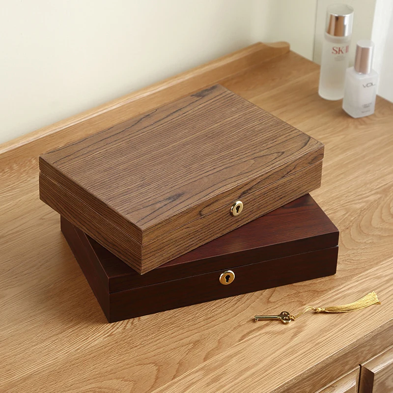 Casegrace Large Wooden Jewelry Box Women Men Gift Display Organizer Necklace Ring Earring Watch Jewellery Organizer Storage Case