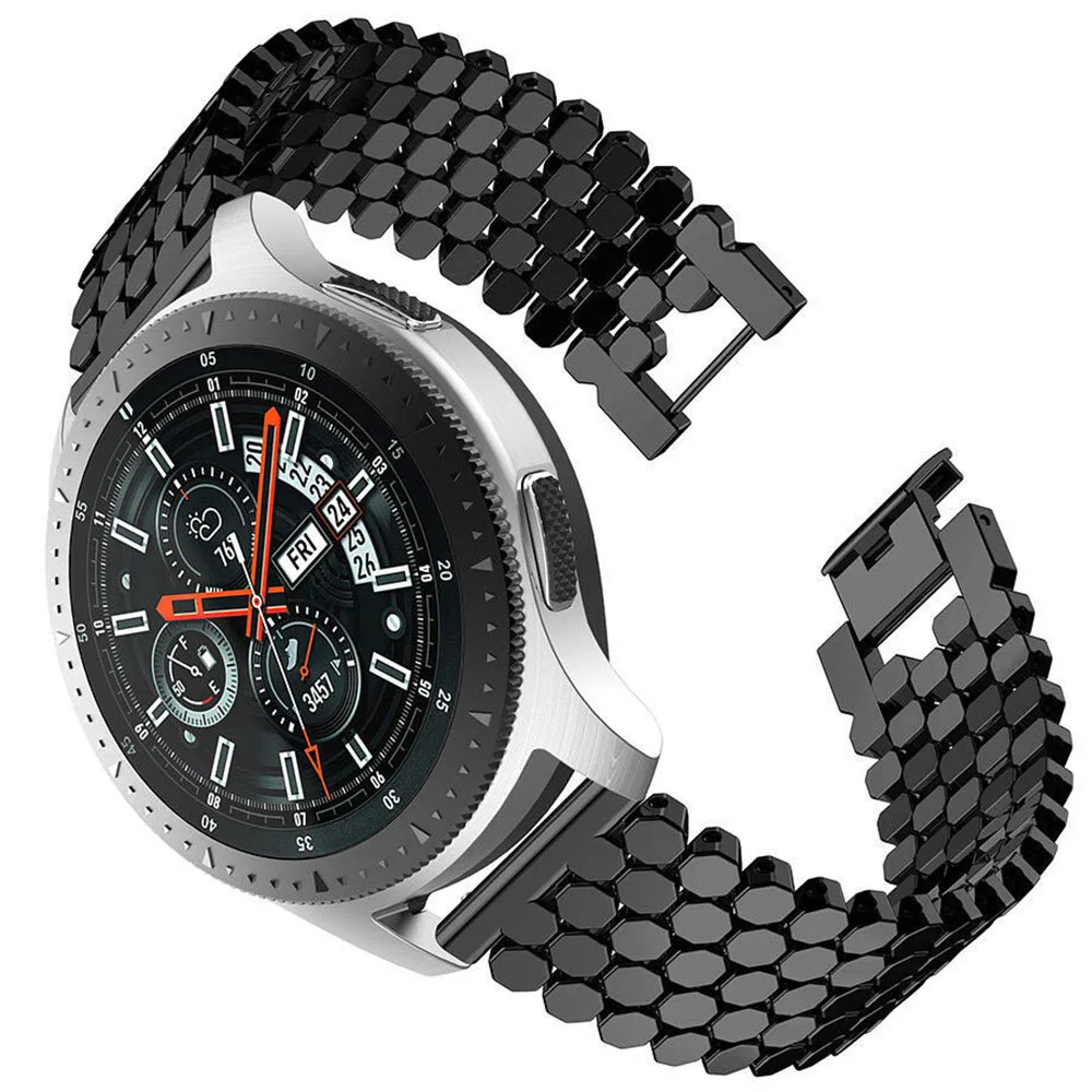 

22/20mm Honeycomb Strap For Samsung Watch 4 46mm 4 40/44mm Classic Huawei GT2 3 46/42MM Amazfit GTR Metal Fish Scales Bracelet