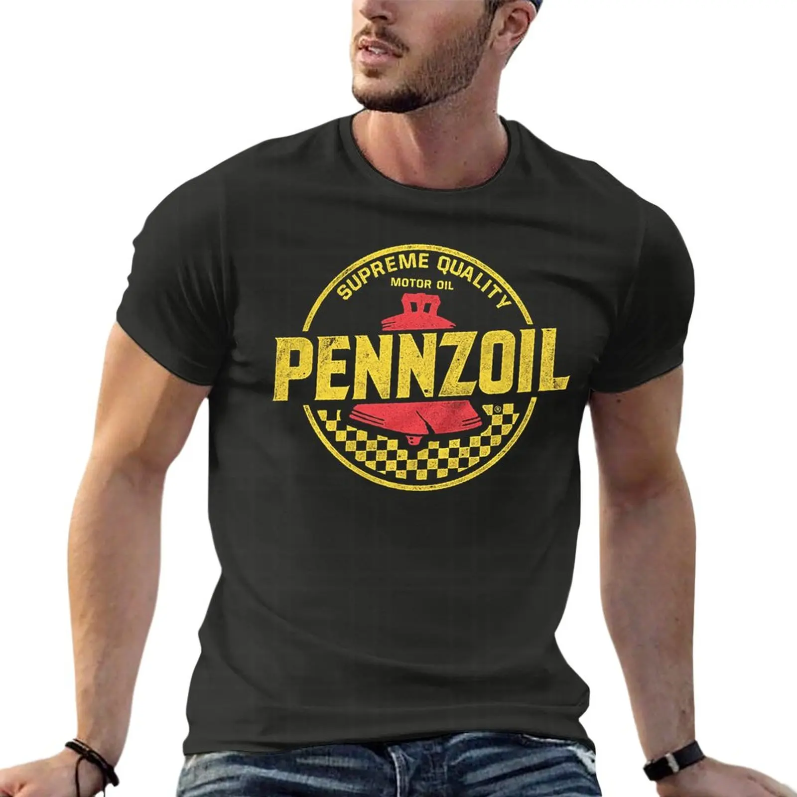 

Distressed Pennzoil Motor Oil Logo Oversize T-Shirts Printed Men'S Clothes 100% Cotton Streetwear Large Size Top Tee
