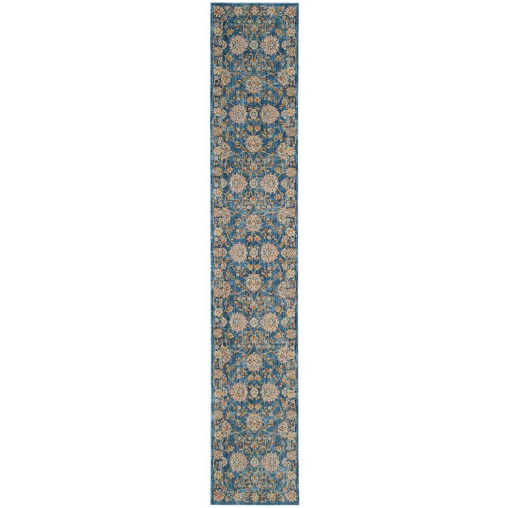 

SAFAVIEH Vintage Persian Maggie Floral Bordered Rug Runner, Turquoise/Multi, 2'2" x 12'