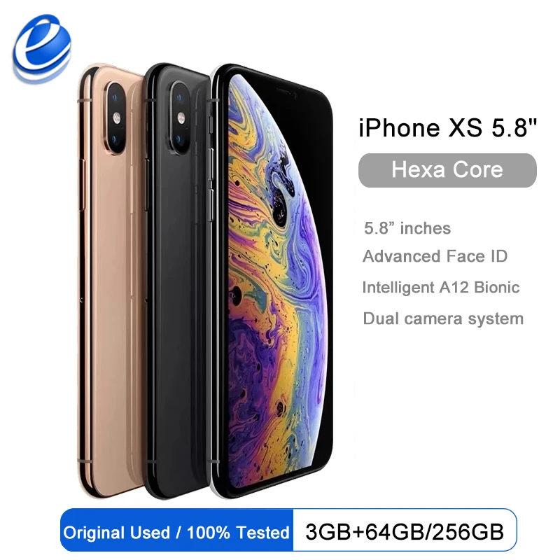 Оригинальный Смартфон Apple iPhone XS 5 8 дюйма ОЗУ 4 Гб ПЗУ 64 Гб/256 ГБ шестиядерный IOS A12