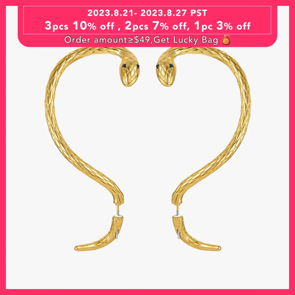 

ENFASHION Goth Snake Hoop Earrings For Women Gold Color Big Animals Earings Hoops 2021 Fashion Jewelry Gift Pendientes E211230