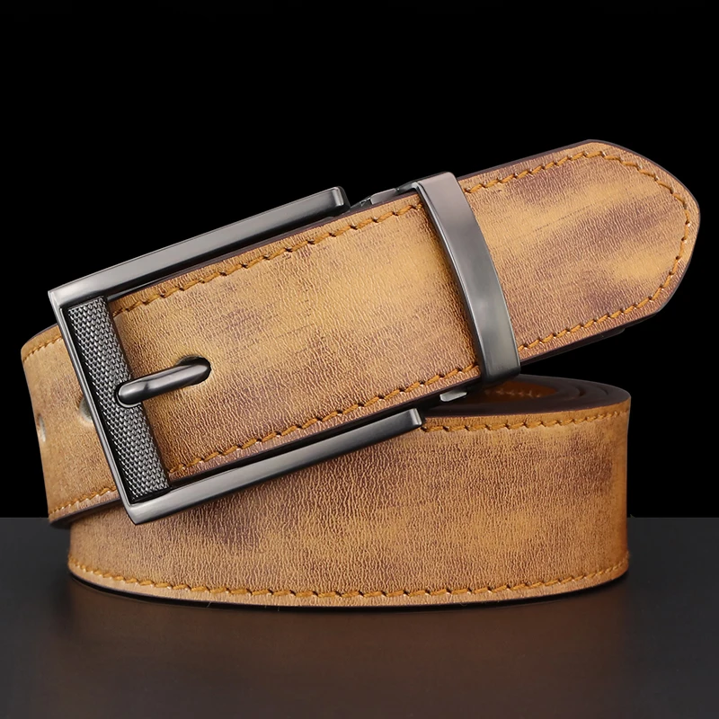Cowskin Strap Luxury Belts Men Genuine Leather Belt For Male Alloy Pin Buckle Fashion Belt Fancy Vintage Jeans Cintos Masculinos