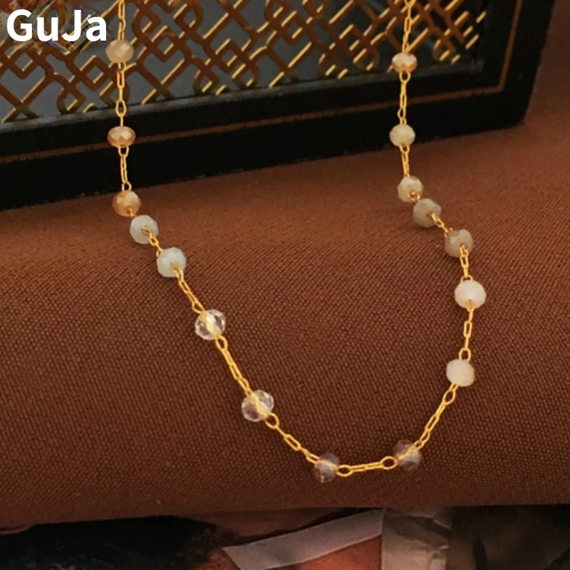 Модные ювелирные изделия, милое корейское темпераментное ожерелье со стеклянной цепочкой для женщин, тренд 2023 года, новые простые дизайнерские аксессуары, Лидер продаж Модные ювелирные изделия, милое корейское темпераментное ожерелье со стеклянной цепочкой для женщин, тренд 2023 года, новые простые дизайнерские аксессуары, Лидер продаж