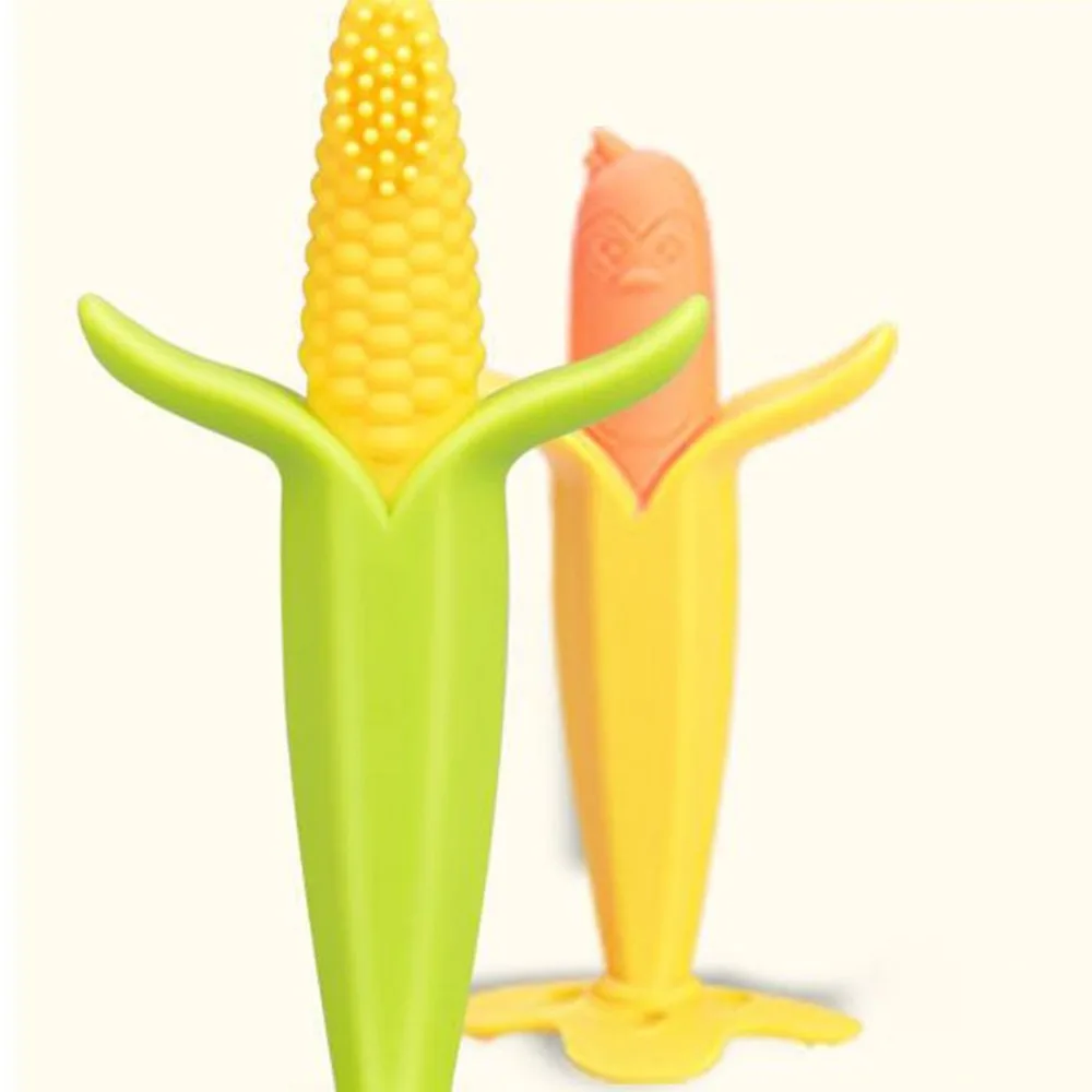 

Baby Teether Corn Penguin Toys Infant Safe BPA Free Teething Ring Silicone Chew Dental Care Toothbrush Nursing Beads Teethers