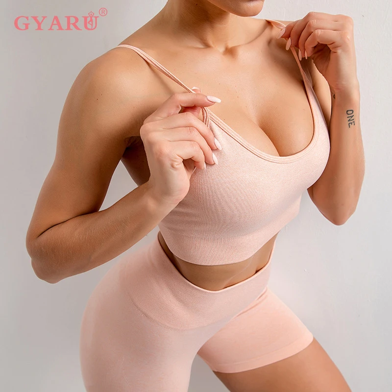

GYARU Yoga Vest Women Sports Bra Underwear Gym Workout Running Push-up Athletic Cross-Back Crop Top Solid Fitness Clothing