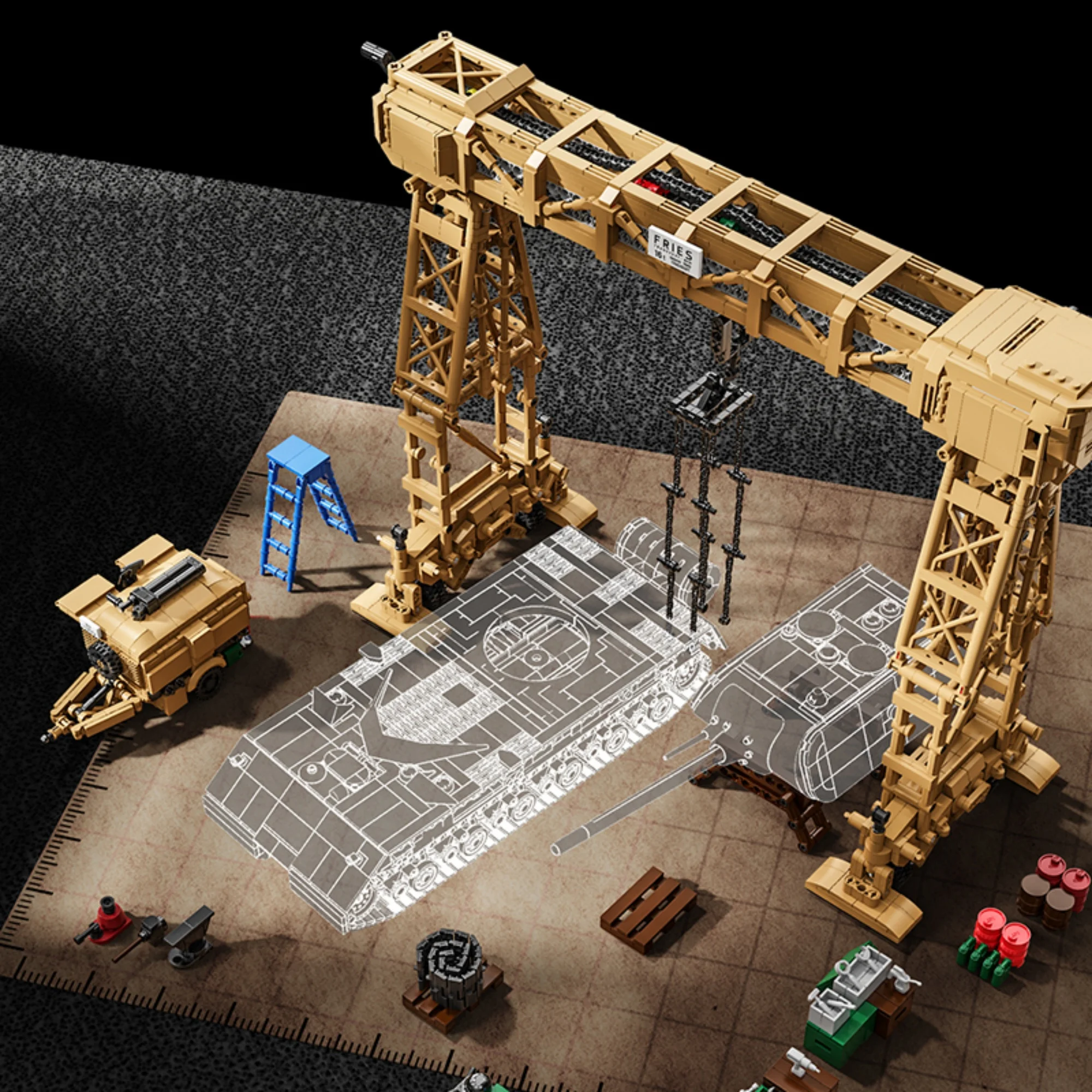 Фото Конструктор Rivers Gantry Crane (2803 детали), 97037, Классический военный тяжелый мобильный подъемный кран, игрушки-конструкторы для взрослых, подарки №5