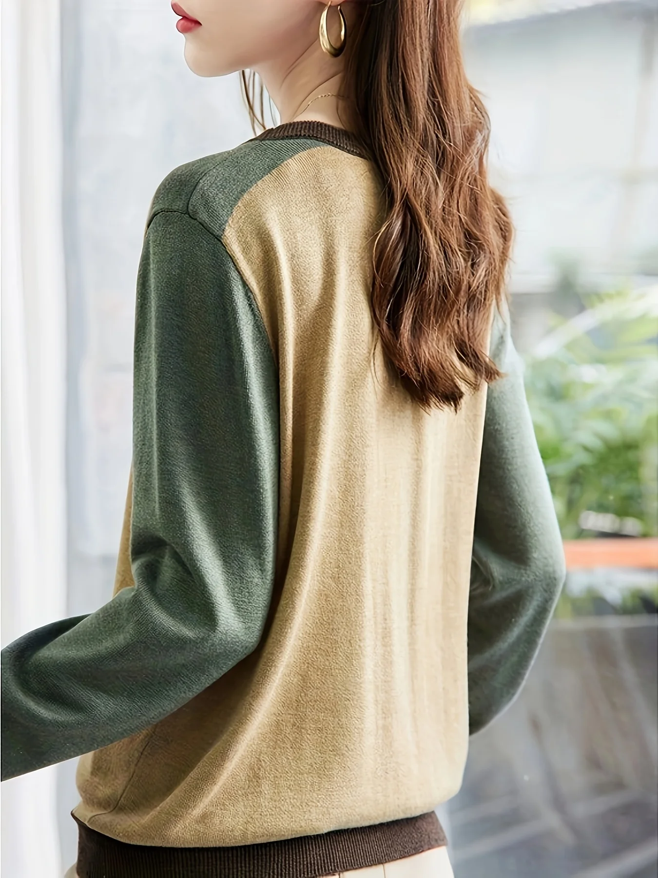 Женский Повседневный Вязаный Свитер С Длинными Рукавами И Круглым Вырезом