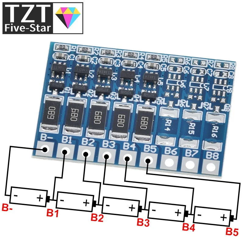 TZT 5S 4 2 в балансировочная плата для литий-ионных батарей 18650 21 с полным зарядом