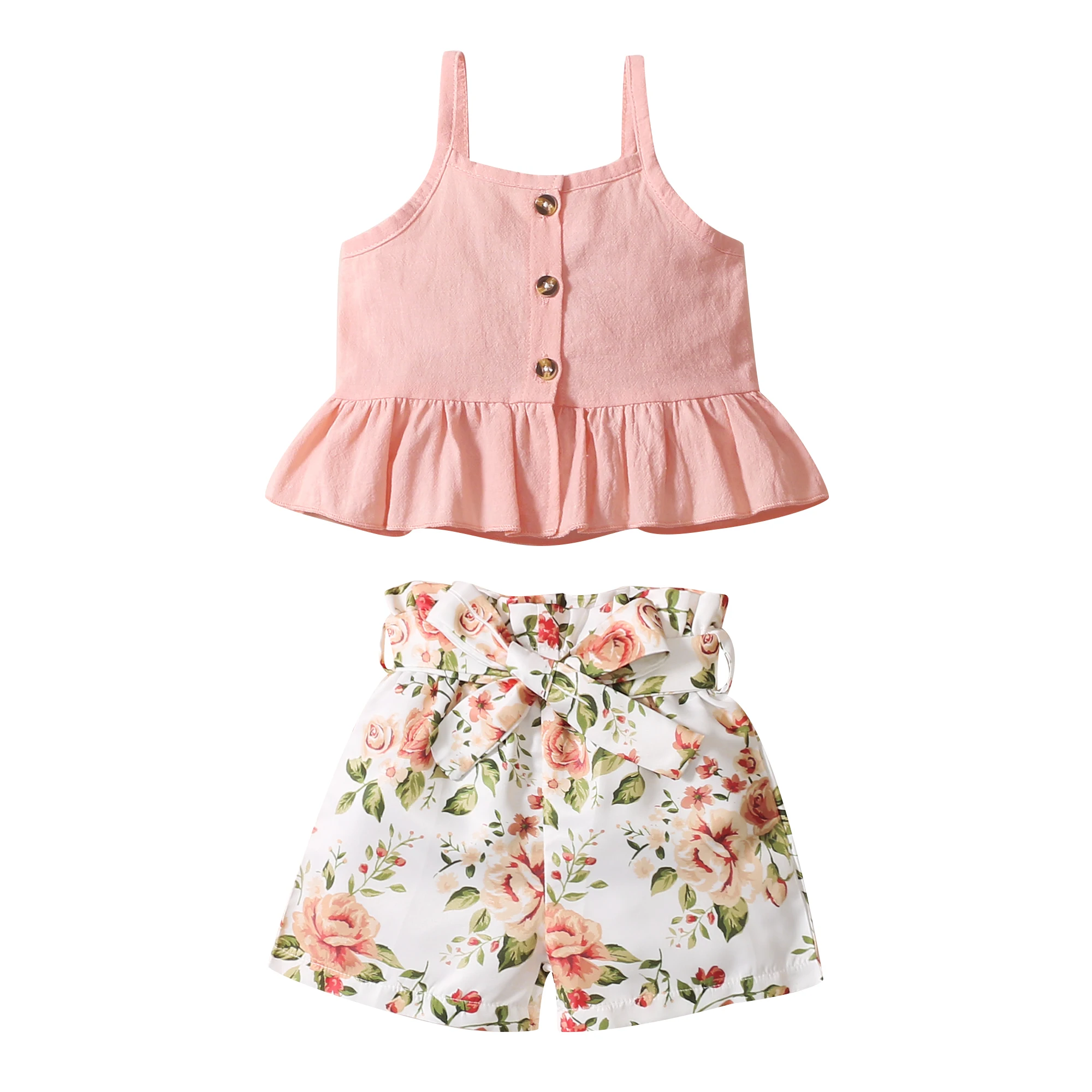 

Toddler Infant Girl Outfit Set Sling Top + Floral Pants 2Pcs Suit Kids Girl Clothes Child Girl 2022 Summer Fashion Costume