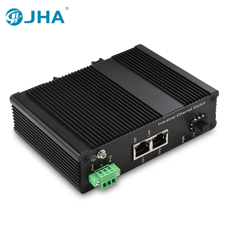 

JHA-TECH Промышленный Коммутатор Ethernet, 2 порта RJ45, оптоволоконный медиа-конвертер IP40, неуправляемое сетевое устройство на Din-рейке для улицы
