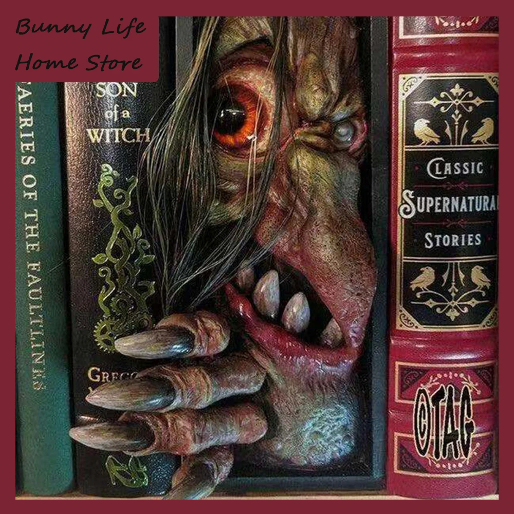 

Франкенштейн Монстр шовный книжный орнамент ужас глаз человеческое лицо Монстр смола скульптура книжная полка сборный Декор