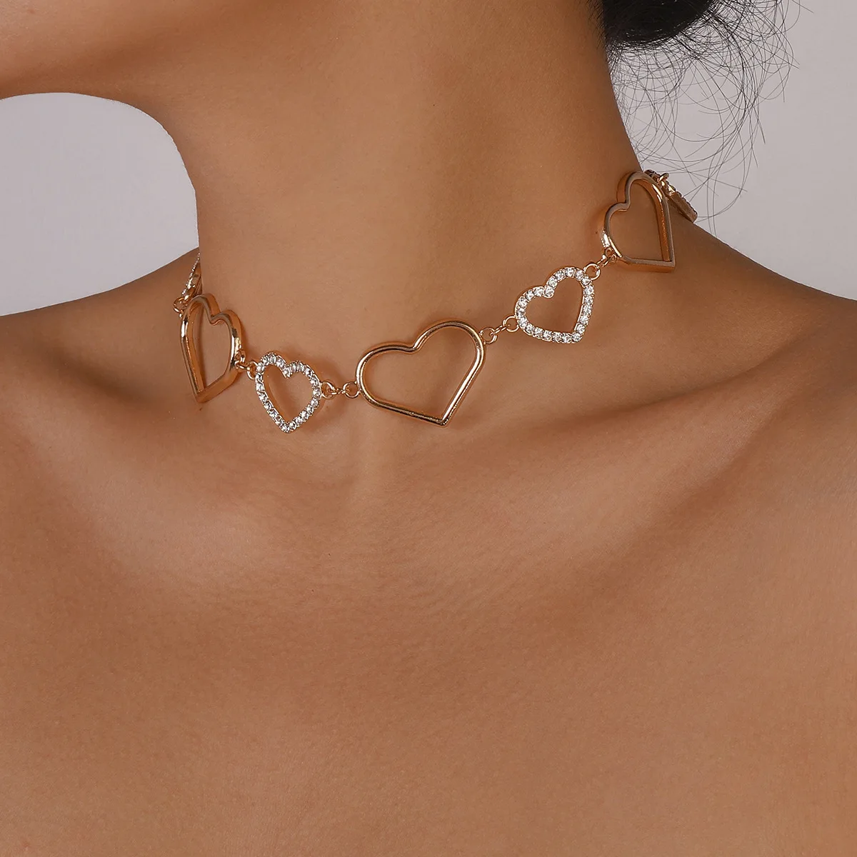 

Модное женское ожерелье Стразы в форме сердца, элегантное золотистое серебристое Ожерелье Стразы в форме сердца, оптовая продажа, подарок, ...
