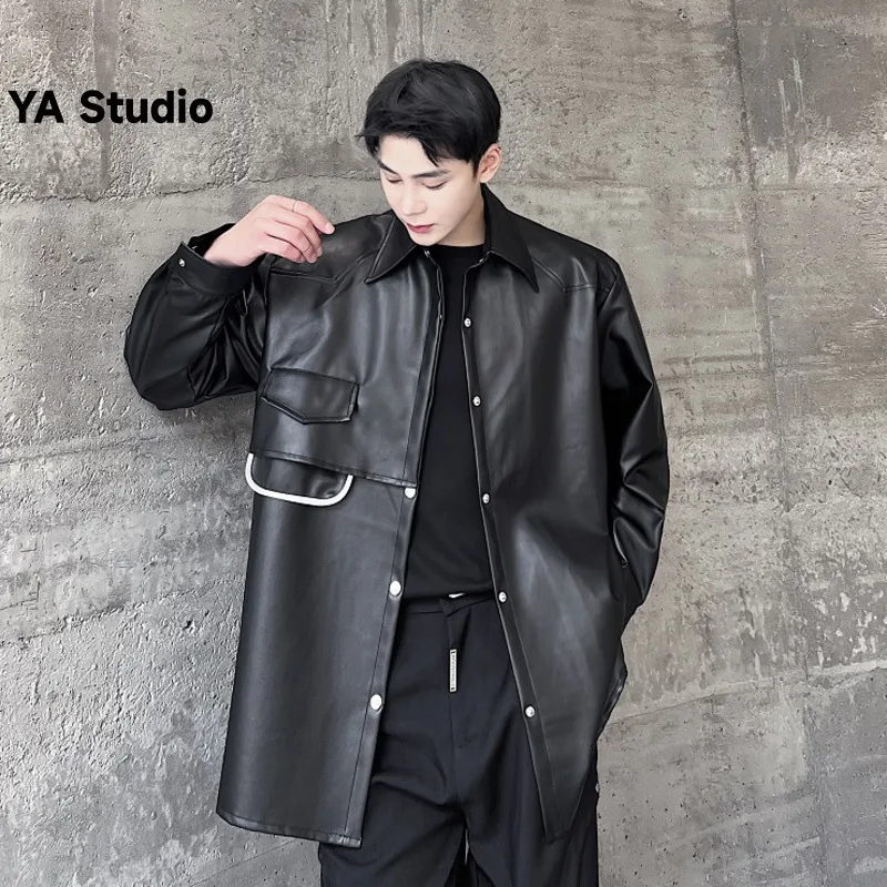 

[YA Studio] 2023 Autumn New Design Sense Niche Lapel Shirt Men's Long Sleeve Personality Functional Wind Shirt Coat