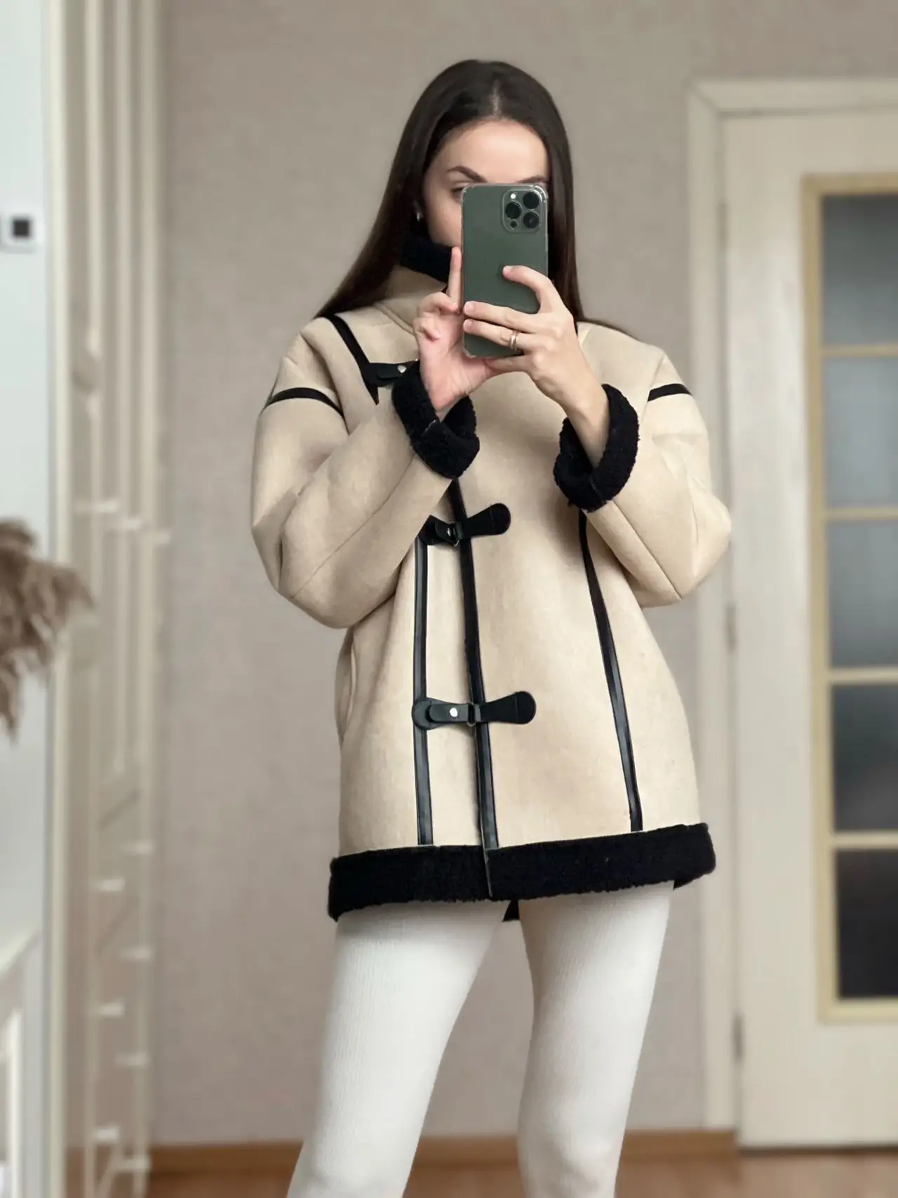 MOLAN Lambs Wool Woman Overcoat Plus Loose Patchwork Casual Parks Warm Stylish Winter Coat Jacket Button-Up Female Chic Outwear