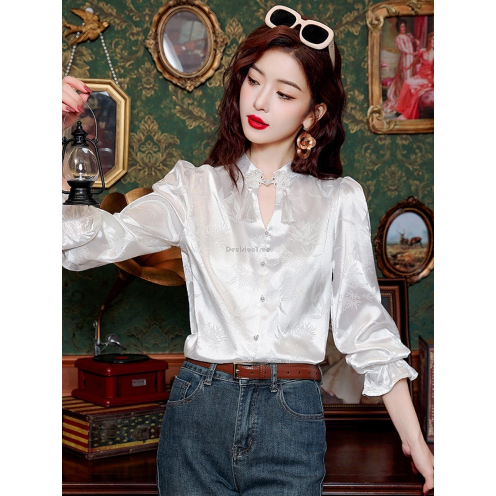 Новинка 2024 винтажный Модный костюм Тан в китайском стиле элегантный топ с