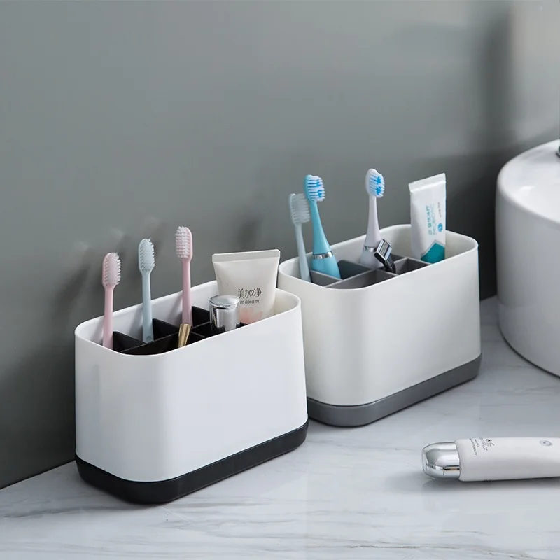 

RemovableToothbrush Storage Box Plastic Multi-grid Toothpaste Razor Organization Shelf Multifunctional Bathroom Toiletries Rack