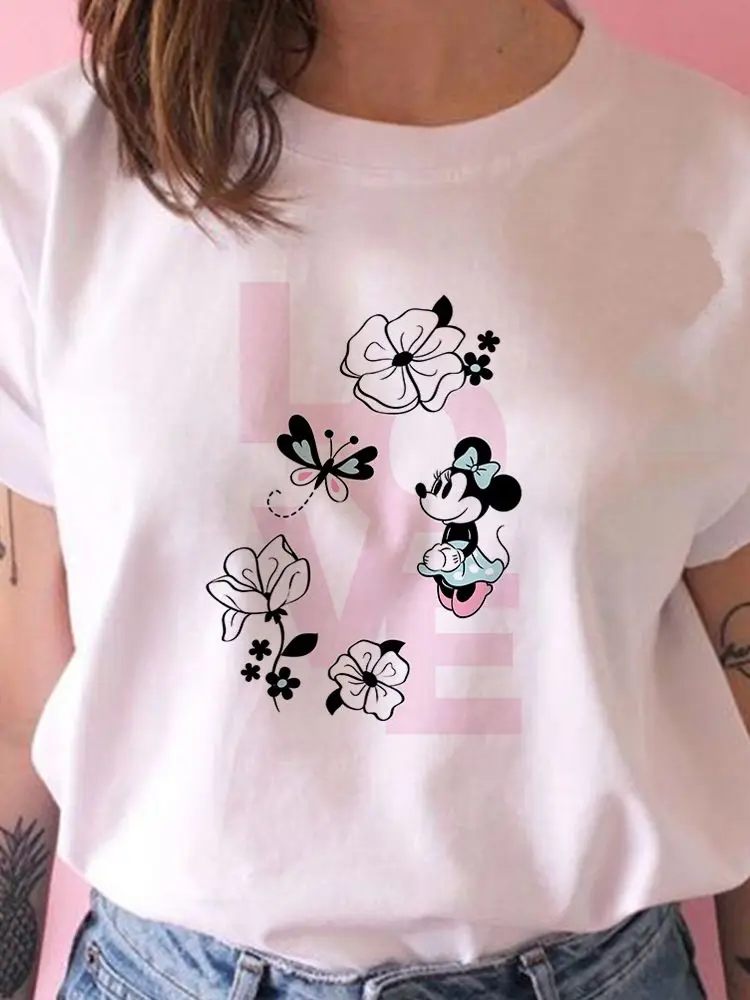 Disney футболка женская летняя новинка Минни Микки Маус популярная романтическая