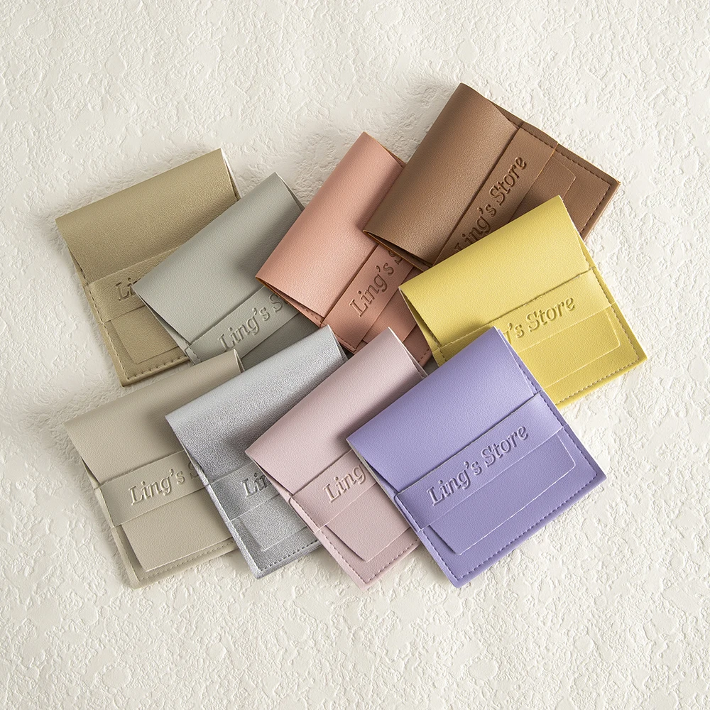 Пользовательский логотип 8x8 см сумка для ювелирных изделий из искусственной кожи