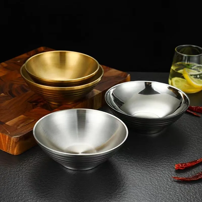 

Миски столовая посуда Толстая двухслойная изоляционная большая миска из нержавеющей стали кухонная термовареная 304 миска для рамен лапши К...