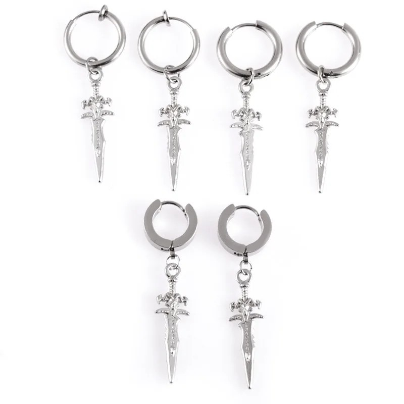 

Vintage Dagger Drop Earrings for Women Men Silver Color Small Sword Dangle Women Earrings Fashion Jewelry 2021 Xmas Gift