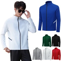 running men jacket sport long sleeve stand collar zipper bodybuilding coat sportswear gym joggers training fitness sweatshirt