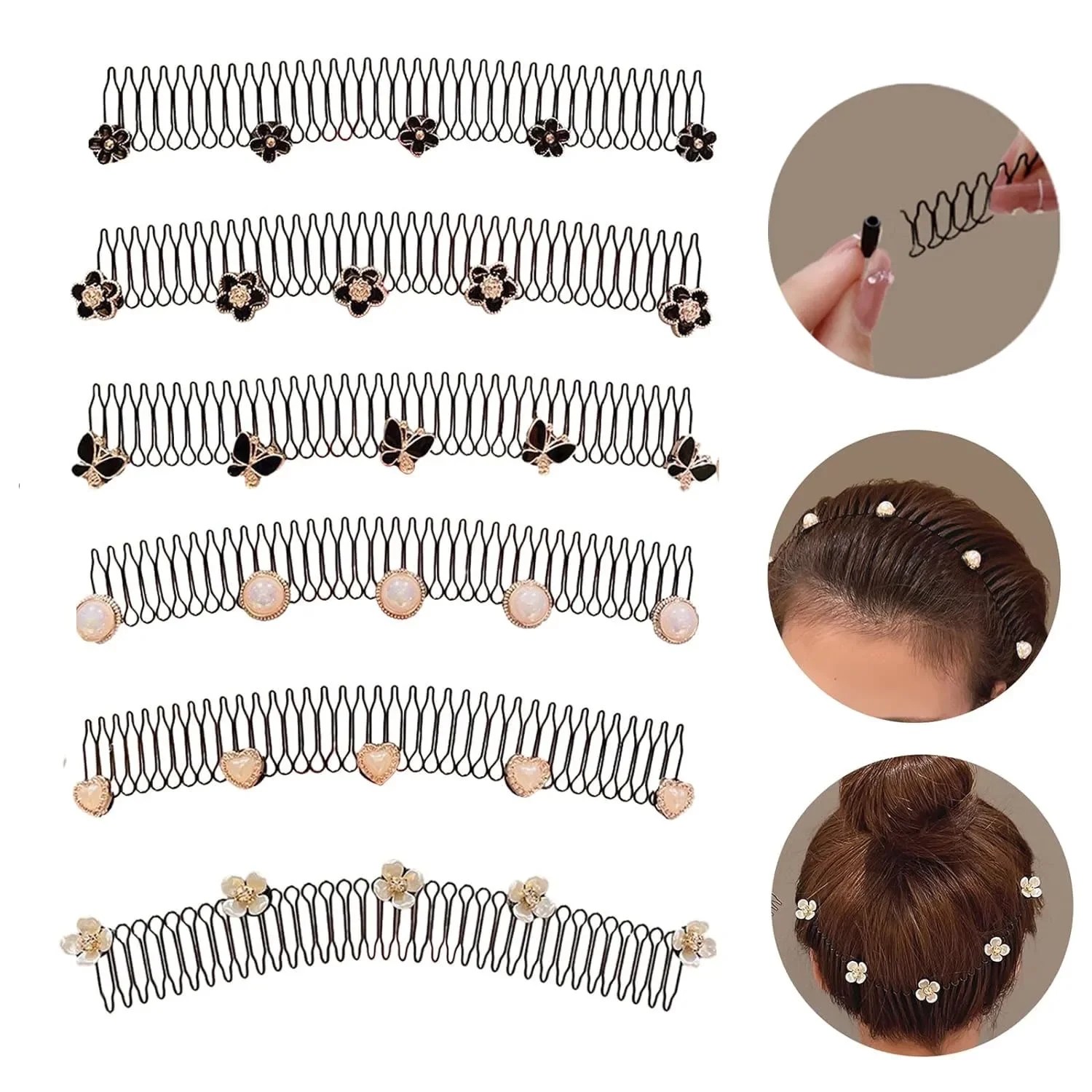 

Women Invisible Broken Hair Hairpin Adult Tiara Tools Roll Curve Needle Bangs Fixed Insert Comb Professional Styling Accessories