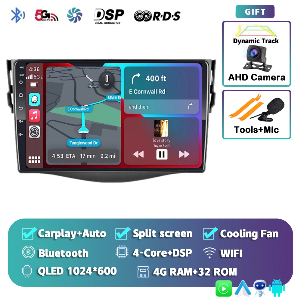 

Автомобильное радио Android 15 WIFI + 4G LTE для Toyota RAV4 Rav 4 2005-2008 2009 2010 2012 2013, мультимедийный видеоплеер, GPS, стерео, 2Din DVD