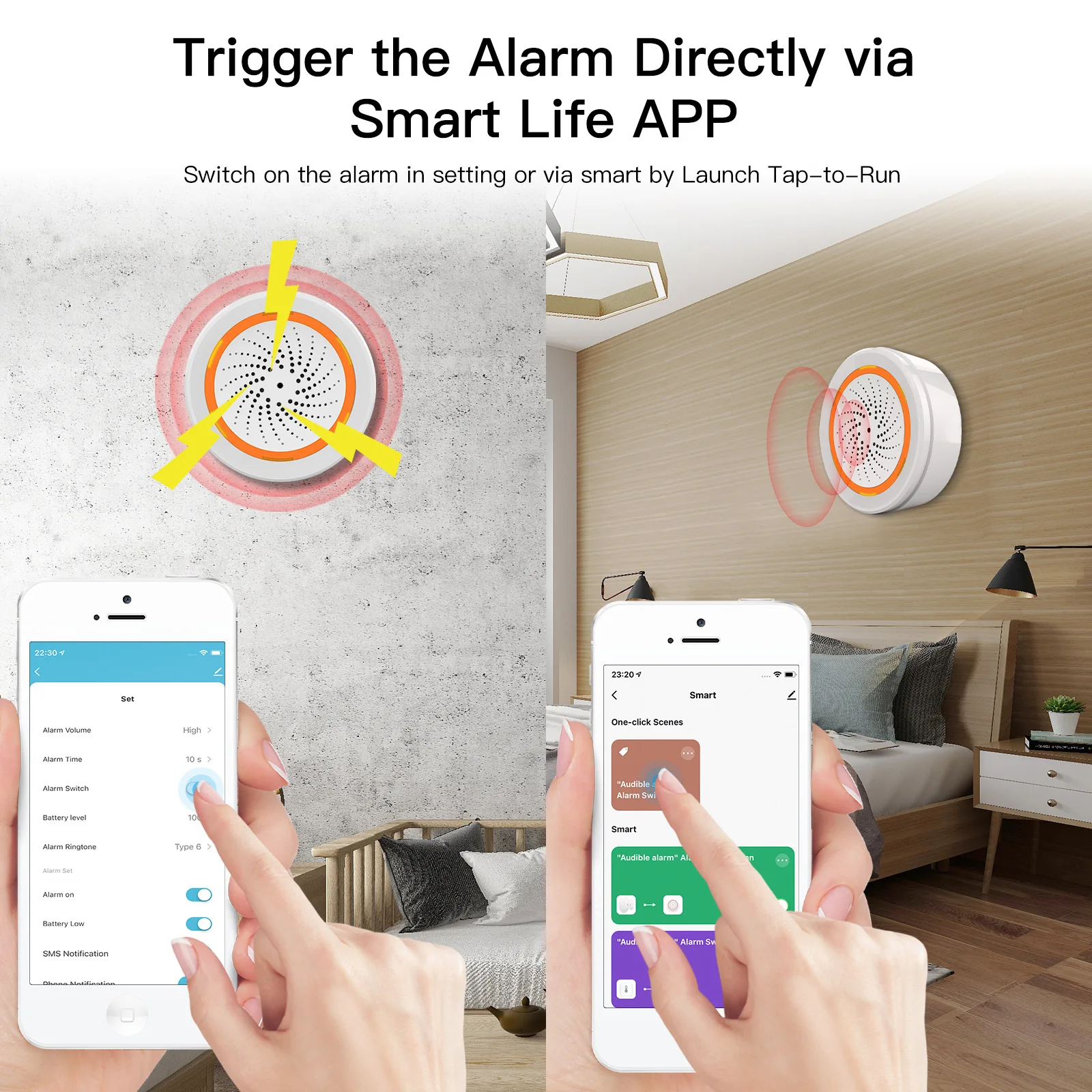 Умный датчик звука и света Tuya ZigBee/WiFi 90 дБ