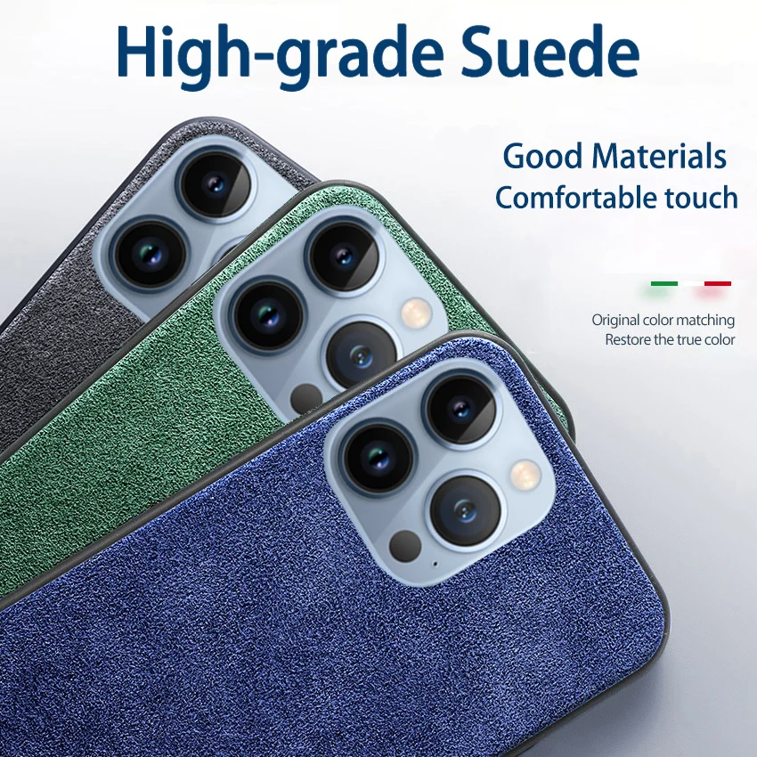 

Suede Leather Phone Case For iPhone 14 13 12 mini 11 Pro X Xr Xs Max Case for 6 6s 7 8 Plus Back Cover