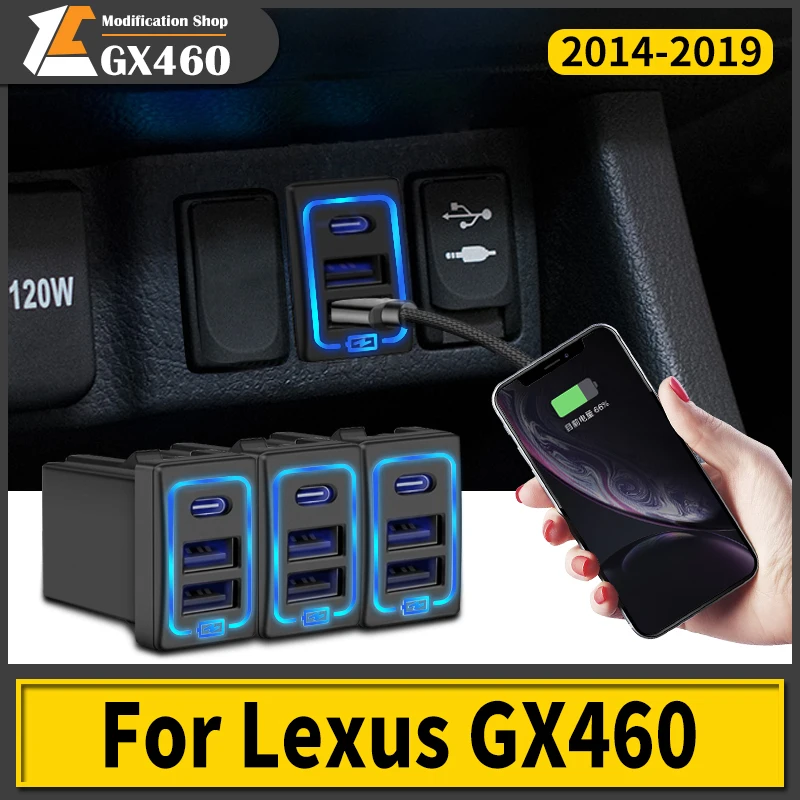 For Lexus GX460 2014-2019 2018 2017 USB Charging Plug PD Type C Fast Charging Interface GX 460 Interior Modification Accessories