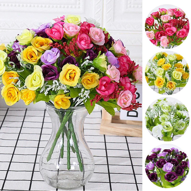 

1 Bouquet 21 Heads Artificial Flowers Rose Autumn Silk Fake Flowers For DIY Living Room Home Garden Wedding Decoration