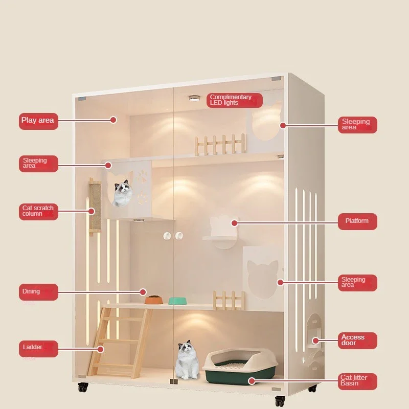 Cremefarbener Katzen10 фиг для Tierhandlung D goal brett Katzen Haus Doppels chicht gro ad Raum Glastür Licht Luxus gratiser