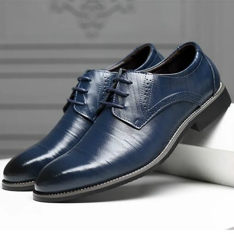 

New Business Shoes Handmade Comfortable Formal Dress Men Flats Lace-Up Bullock Men Oxfords Shoes