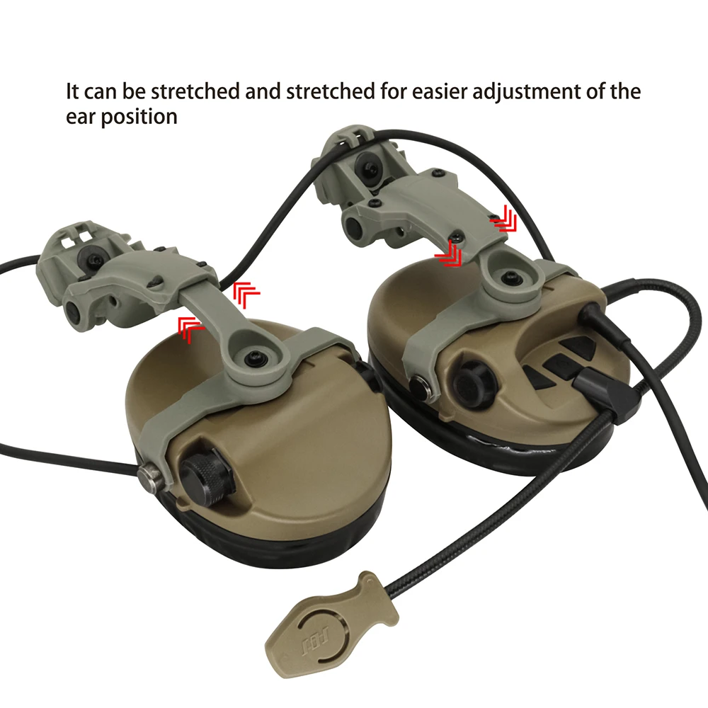 Tactical Headset with ARC Rail Adapter Sordin Headset with Kenwood 2 pin Push to Talk U94PTT Earmuff Shooting Airsoft Headphone