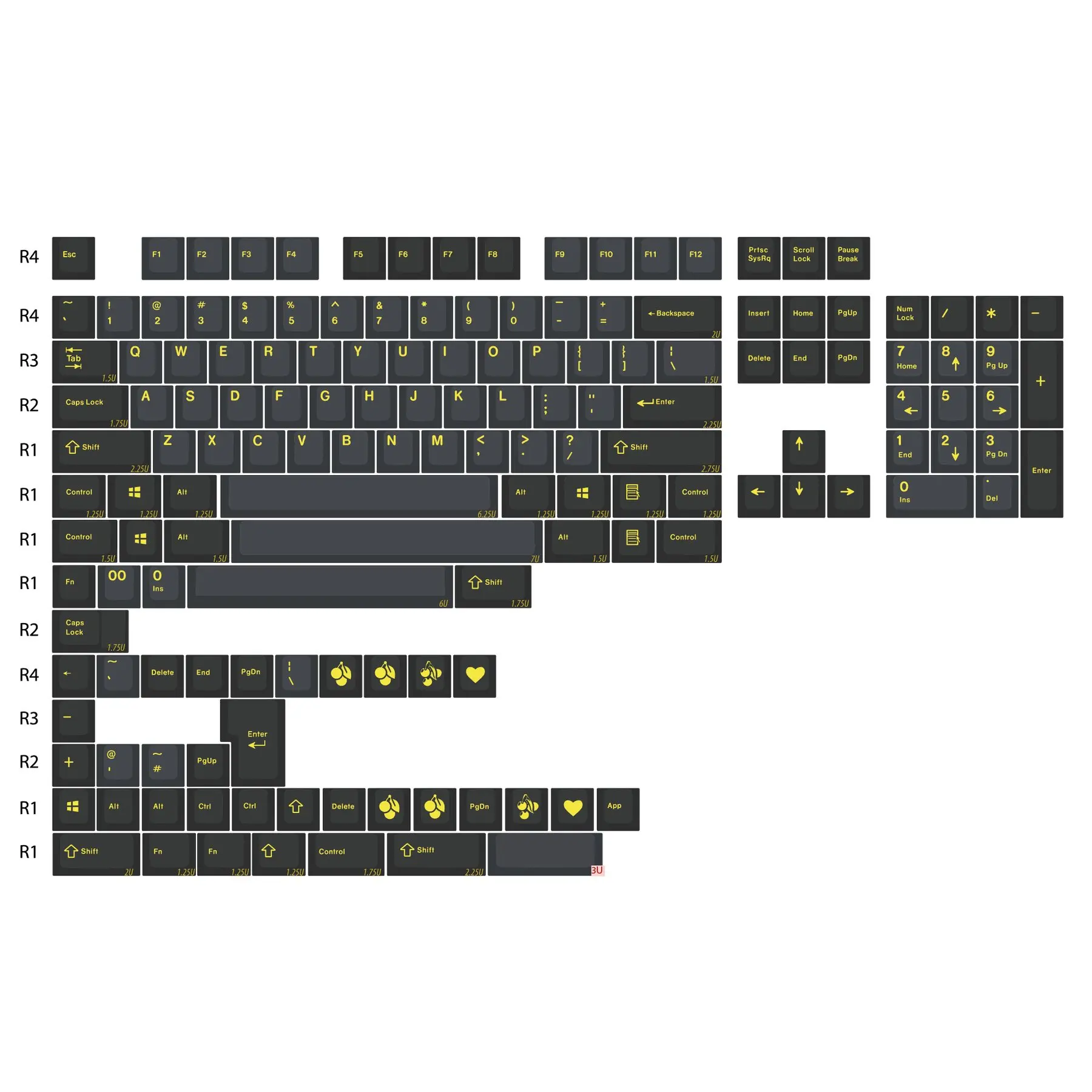 

EnjoyPBT 153 Keys Black Gold ABS Doubleshot Keycaps Set For Mechanical Keyboard MX style fit DZ60 REV3.0, DZ60RGB, DZ60RGB ANSI