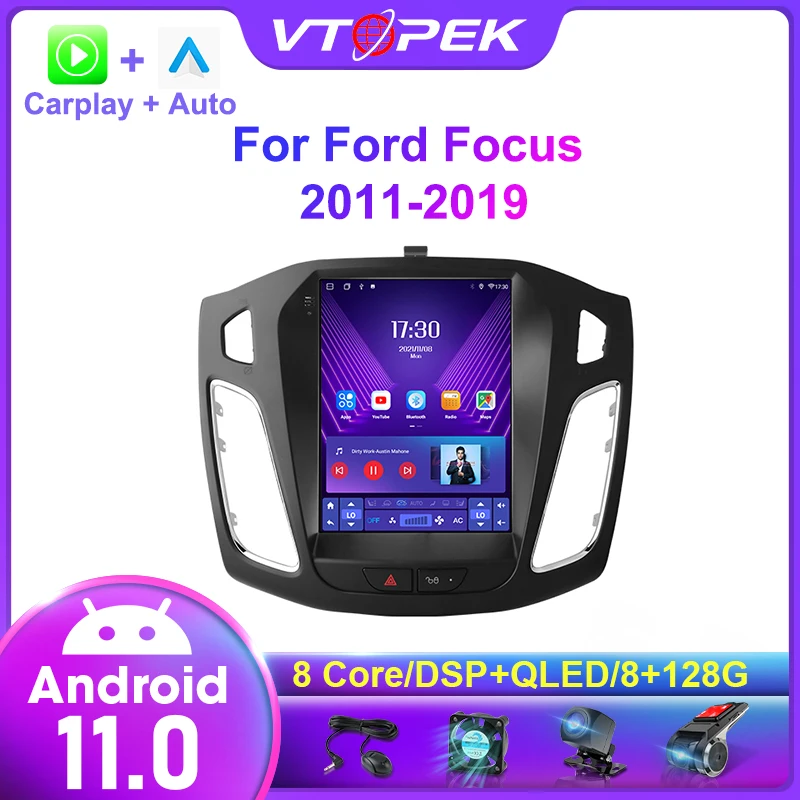 Vtopek Android 11 Car Stereo Radio Multimedia Video Player For Ford Focus 3 Mk 3 2011 - 2019 GPS Navigation Carplay Head Unit