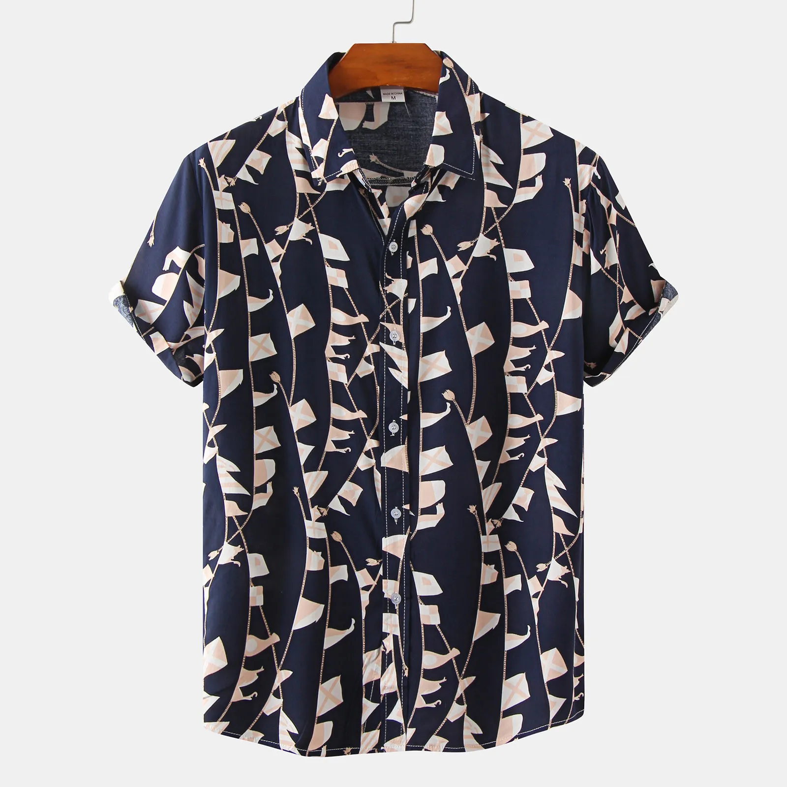 Summer Short Sleeve Shirs Men 2022 Casual Single Breasted Beach Style Shirts Turndown Collar Printed Oversized Hawaiian Shirt