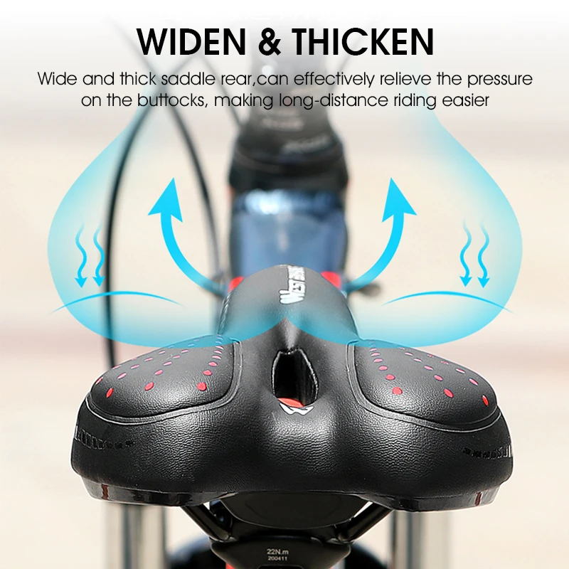 WEST BIKING Bike Saddle MTB Mountain Road Bike Seat PU Leather Gel Filled Cycling Cushion Comfortable Shockproof Bicycle Saddle