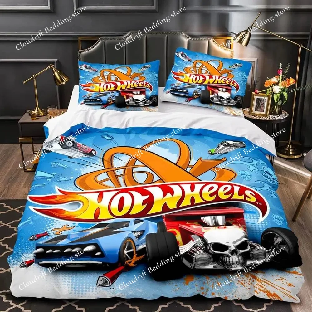 Фото Комплект постельного белья с 3D-принтом Monster Truck Hot Wheel: пододеяльник и наволочки, размеры Twin, Full, Queen, King, для декора спальни, домашний текстиль №1