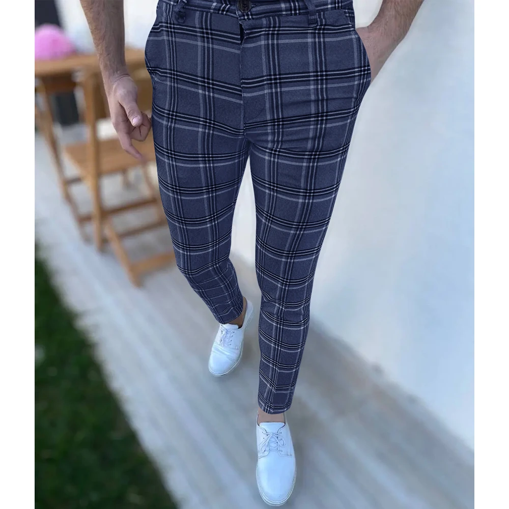 

Spring Autumn Man Casual Plaid Suit Pants Business Work Formal Pants for Men Dress Pants Men Slim Fit Trousers Mens Clothing