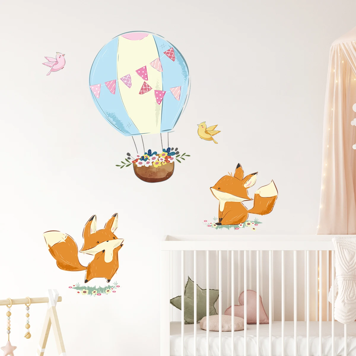 Мультяшные Наклейки На Стену С Воздушными Шарами И Милым Дизайном Лисы Для