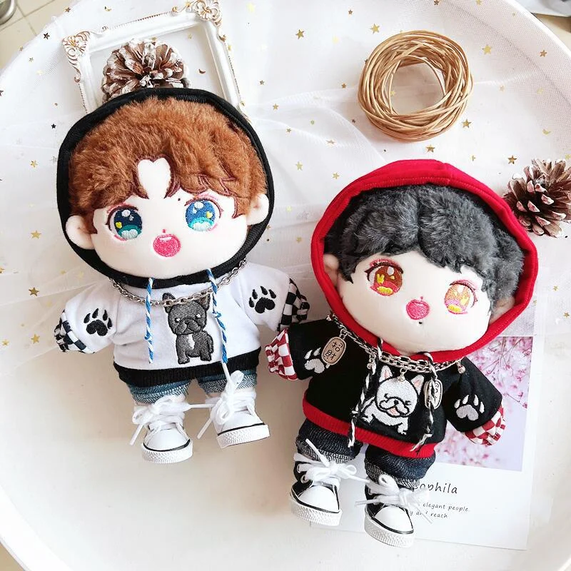 

20CM Cute Plush Doll Clothes Bulldog Hoodie 20CM Cotton Stuffed Doll Accessories Children's Gifts