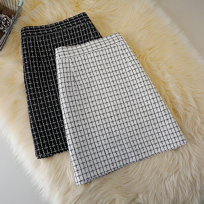 

Wool elegant short skirt women's autumn and winter new high waist plaid skirt fashion skirt