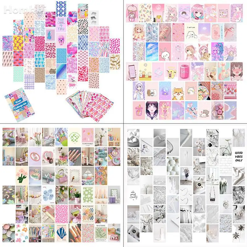 Kit de Collage de pared de 50 piezas, póster de estética, imagen Pastoral, Preppy, Pastel, Kawaii, impresión artística de Anime para adolescentes, decoración del dormitorio