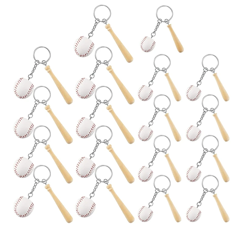 

18 Pcs Mini Baseball Bat Keychain Wooden Bat And Baseball Keyring Novelty Baseball Party Favor For Baseball Themed Party