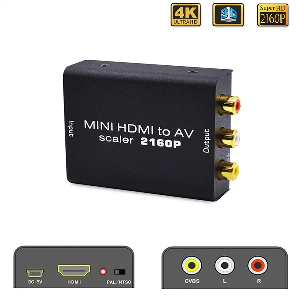 Adaptador HDMI 4K Para AV HD, convertidor De vídeo HDMI Para RCA...